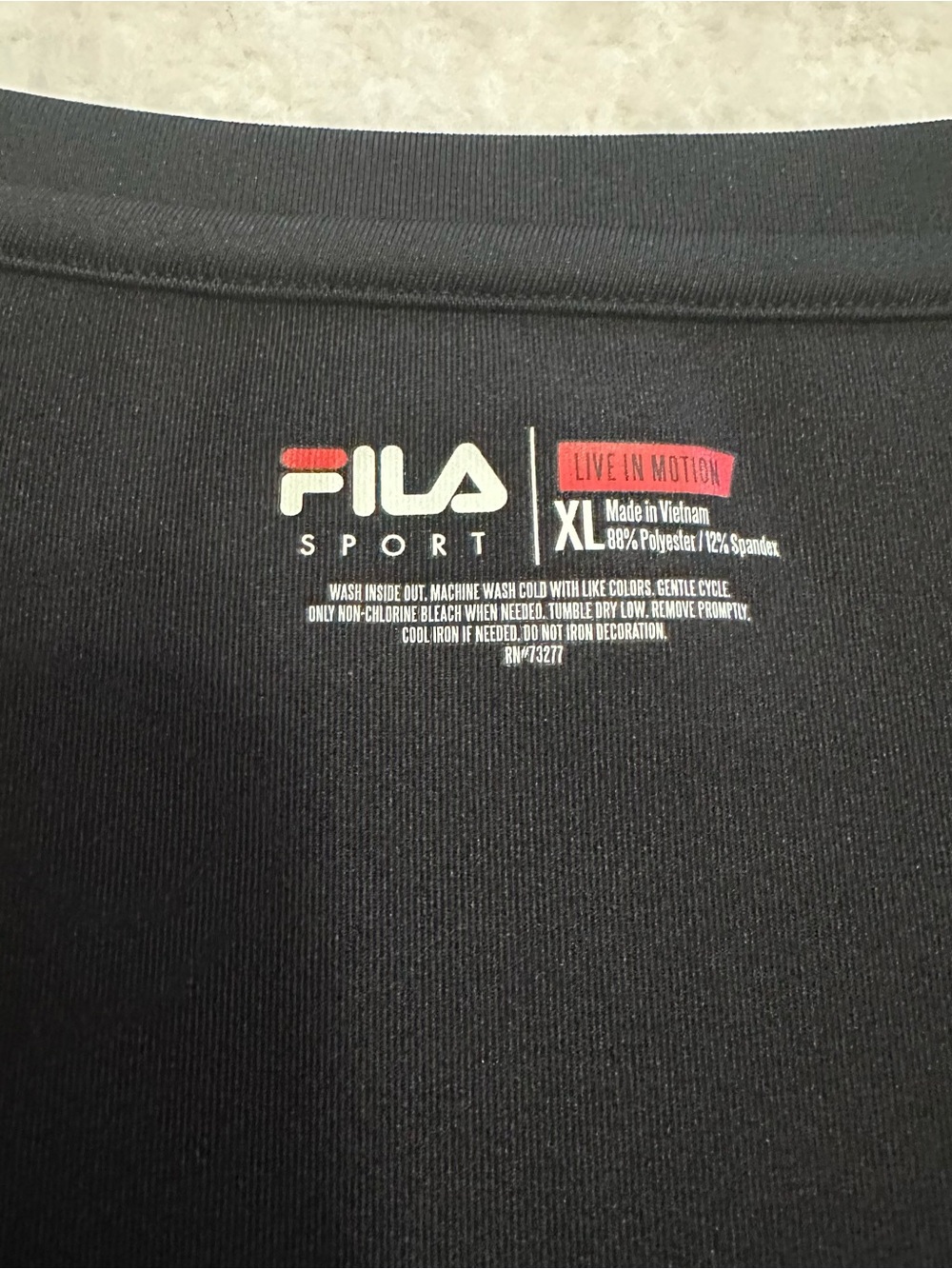 Fila Women’s Black Athletic Tee with Neon Multicolor Stripe Panels - Picture 2 of 5